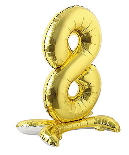 Folyo Balon Ayaklı 70 cm Gold Rakam 8 - 