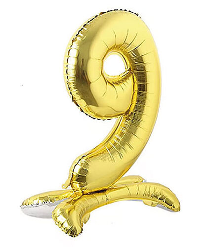 Folyo Balon Ayaklı 70 cm Gold Rakam 9 - 