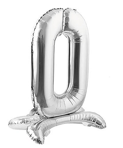 Folyo Balon Ayaklı 70 cm Gümüş Rakam 0 - 