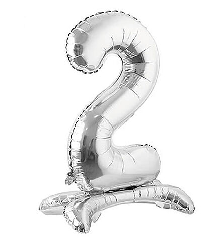 Folyo Balon Ayaklı 70 cm Gümüş Rakam 2 - 