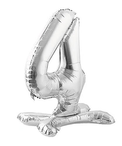 Folyo Balon Ayaklı 70 cm Gümüş Rakam 4 - 