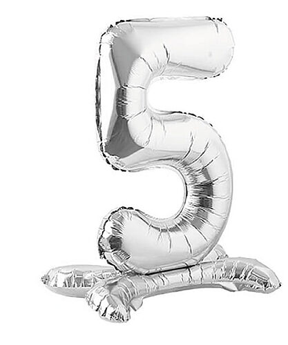 Folyo Balon Ayaklı 70 cm Gümüş Rakam 5 - 