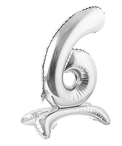 Folyo Balon Ayaklı 70 cm Gümüş Rakam 6 - 
