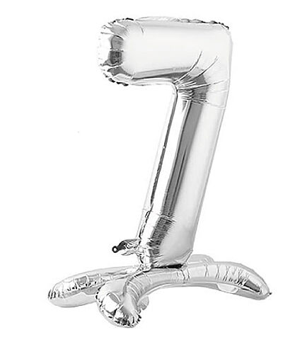 Folyo Balon Ayaklı 70 cm Gümüş Rakam 7 - 