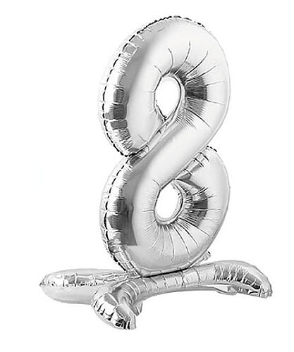 Folyo Balon Ayaklı 70 cm Gümüş Rakam 8 - 