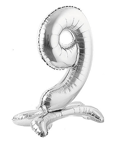 Folyo Balon Ayaklı 70 cm Gümüş Rakam 9 - 