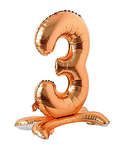 Folyo Balon Ayaklı 70 cm Rose Gold Rakam 3 - 