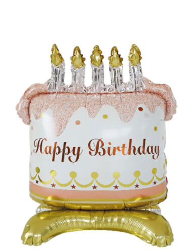 Folyo Balon Ayaklı Mumlu Pastalı Happy Birthday 82 Cm - 