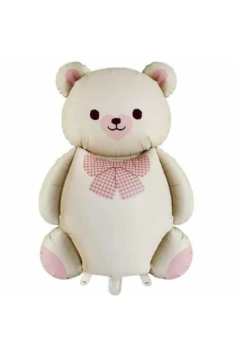 Folyo Balon Retro Papyonlu Ayı Krem - 