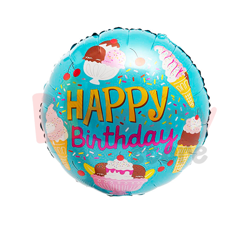 Folyo Balon Happy Birthday Dondurma Temalı 18 inch - 1