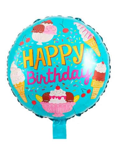 Folyo Balon Yuvarlak Happy Birthday Dondurma Temalı 18 inch - 