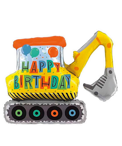 Folyo Balon Happy Birthday Excavator 100-81 cm - 