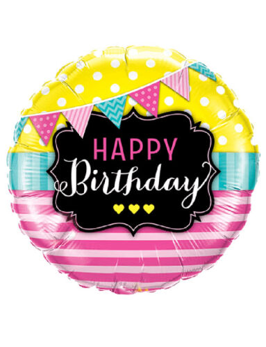 Folyo Balon Yuvarlak Happy Birthday Flama Temalı 18 inch - 