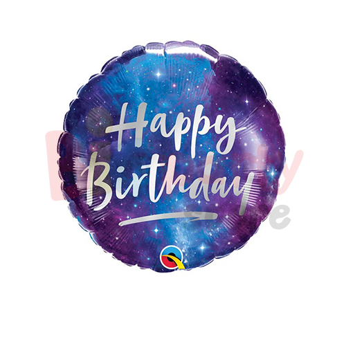 Folyo Balon Yuvarlak Happy Birthday Galaksi Temalı 18 inch - 1