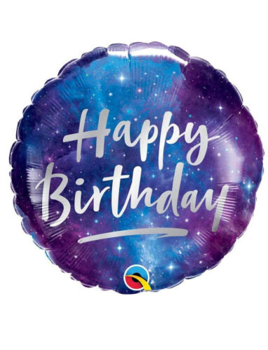 Folyo Balon Yuvarlak Happy Birthday Galaksi Temalı 18 inch - 