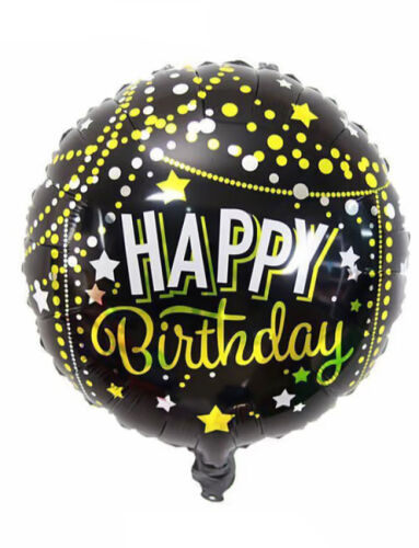 Folyo Balon Yuvarlak Happy Birthday Gold Yıldızlı 18 inch - 