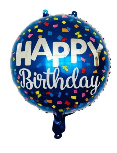 Folyo Balon Yuvarlak Happy Birthday Gümüş Yazılı 18 inch - 