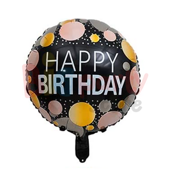Folyo Balon Yuvarlak Happy Birthday Puantiyeli 18 inch - 1