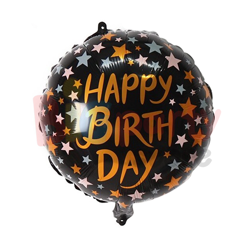 Folyo Balon Yuvarlak Happy Birthday Yıldız Temalı 18 inch - 1