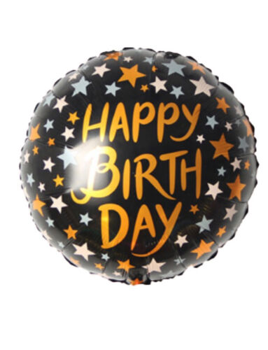 Folyo Balon Yuvarlak Happy Birthday Yıldız Temalı 18 inch - 