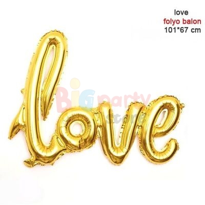 Folyo Balon Love El Yazısı Gold 40 İnç - 1