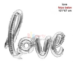 Folyo Balon Love El Yazısı Gümüş 40 İnç - 1