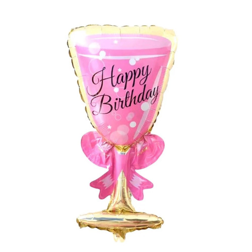Folyo Balon Pembe Happy Birthday Bardak - 