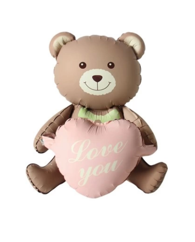 Folyo Balon Pembe Kalpli Oturan Ayı 51x54.5 Cm - 1
