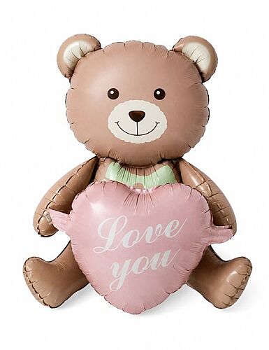 Folyo Balon Pembe Kalpli Oturan Ayı 51x54.5 Cm - 