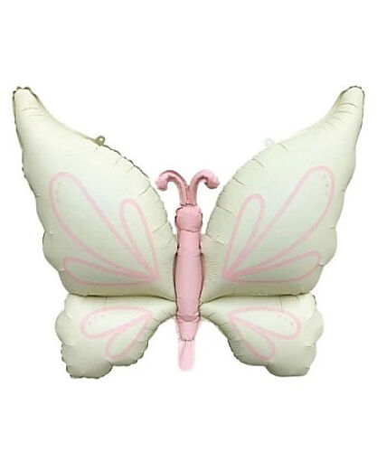 Folyo Balon Retro Beyaz Kelebek 73,5x94 cm - 