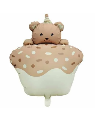 Folyo Balon Retro Karamel Kek Ayıcıklı 51x54.5 Cm - 