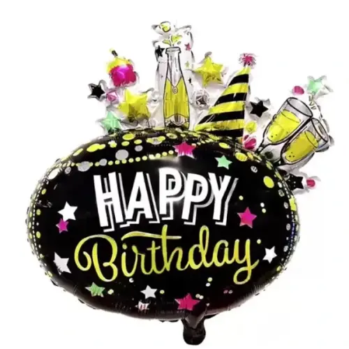 Folyo Balon Siyah Party Happy Birthday - 