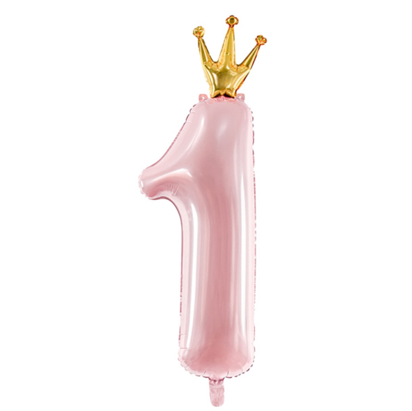 Folyo Balon Taçlı 1 Yaş Pembe 36 İnç - 