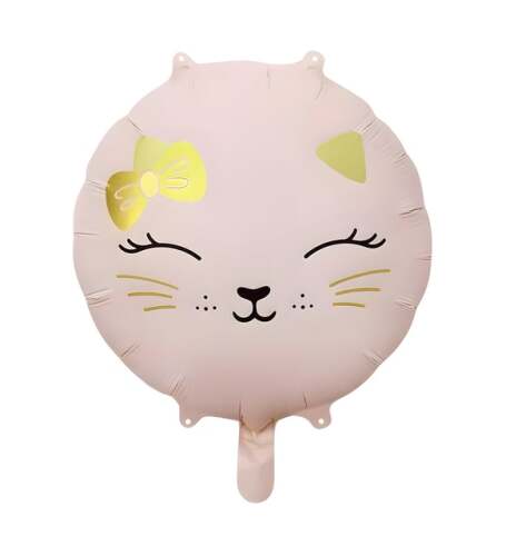 Folyo Balon Yuvarlak Pembe Kedi 18 İnç - 