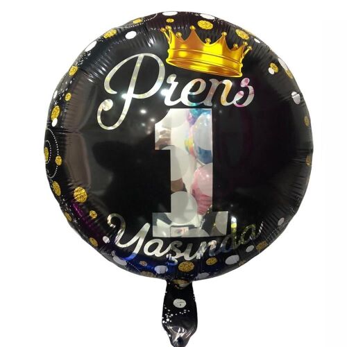 Folyo Balon Yuvarlak Prens 1 Yaşında 18 inç - 