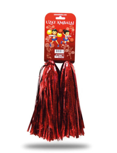 Gösteri Ponponu Yerli Kırmızı 2 Parça - 