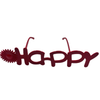 Gözlük Çiçekli Happy Kırmızı - 2