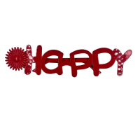 Gözlük Çiçekli Happy Kırmızı - 1