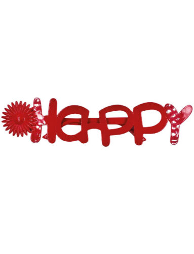 Gözlük Çiçekli Happy Kırmızı - 1