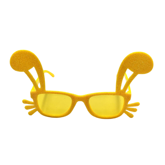 Gözlük Tavşan Kulaklı Simli Sarı - 