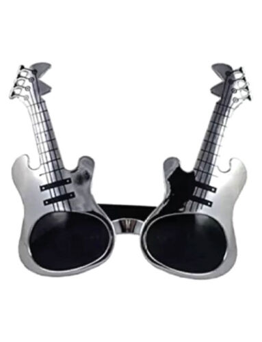 Gözlük Gitar Desenli Gümüş - 