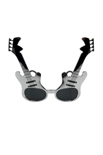 Gözlük Gitar Desenli Gümüş - 1