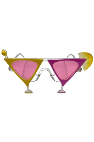Gözlük Kokteyl Bardağı Pembe Camlı - 1