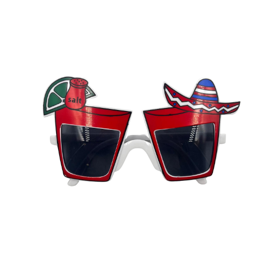 Gözlük Meksika Şapkalı Kırmızı - 