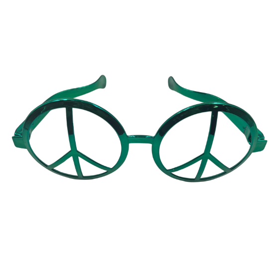 Gözlük Plastik Büyük Barış Desenli Yeşil - 