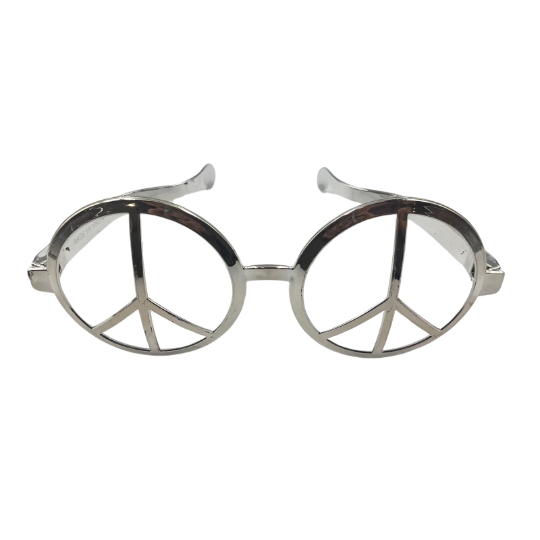 Gözlük Plastik Büyük Barış Desenli Gümüş - 