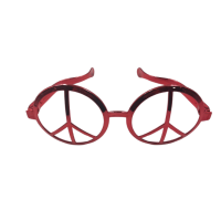 Gözlük Plastik Büyük Barış Desenli Kırmızı - 2