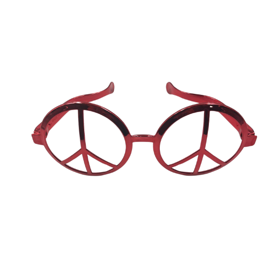 Gözlük Plastik Büyük Barış Desenli Kırmızı - 2