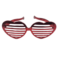 Gözlük Plastik Büyük Kalp Desenli Kırmızı - 2