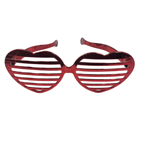 Gözlük Plastik Büyük Kalp Desenli Kırmızı - 2